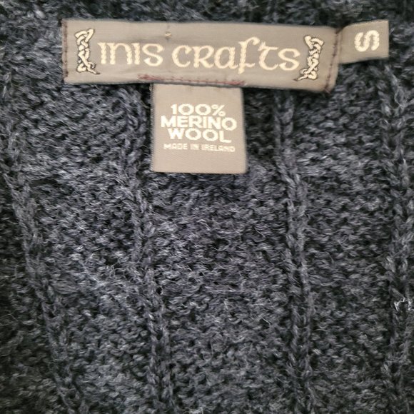 Inis Craft 100% Merino Wool Dark Gray Cardigan - Picture 2 of 3